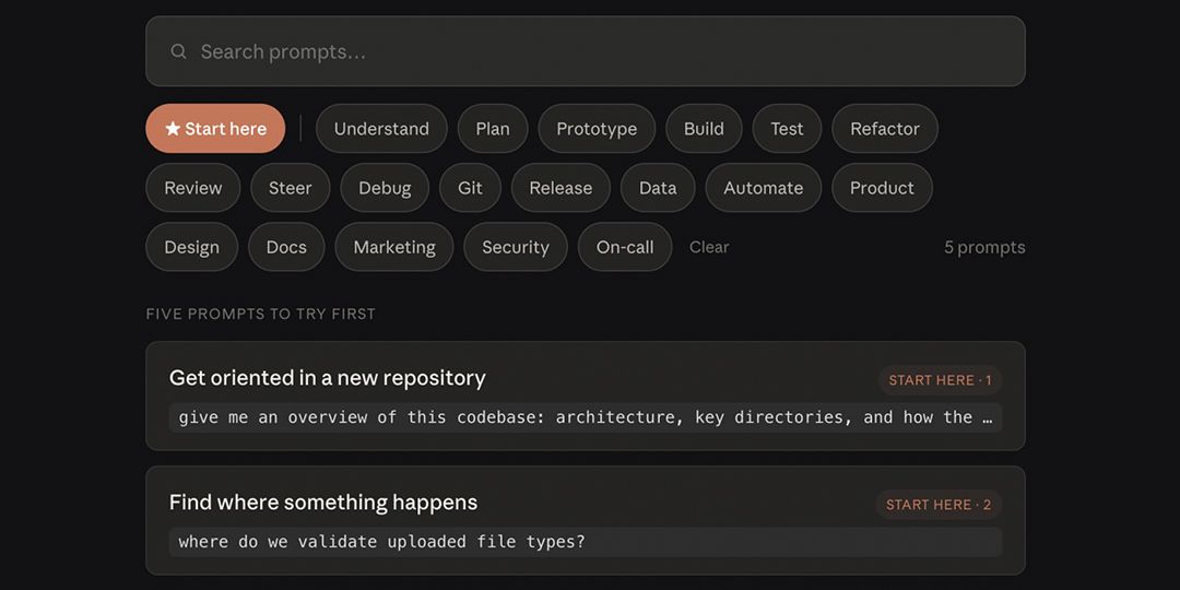 Anthropic publishes a 52-prompt library directly inside the Claude Code documentation