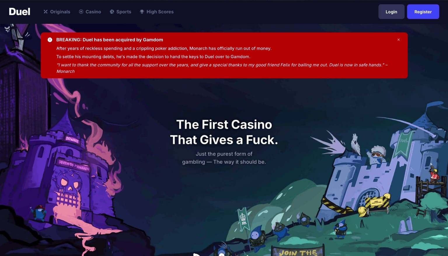 Gamdom bought a domain resembling competitor Duel's after a public dispute