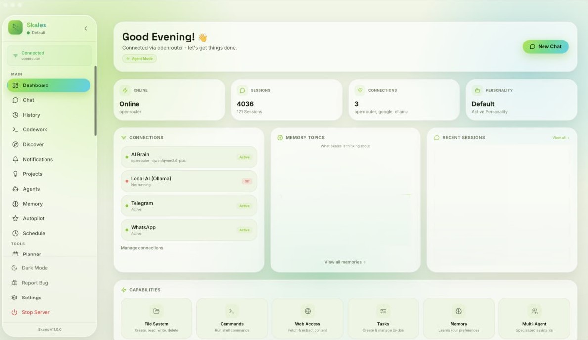 Skales is a free, local-first AI agent that runs on your desktop instead of the cloud