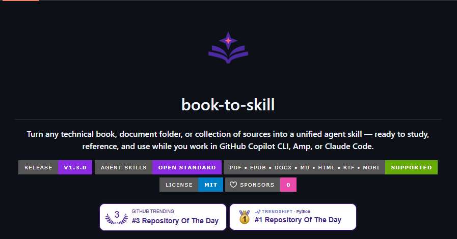 Open-source book-to-skill converter turns any book into an AI agent skill