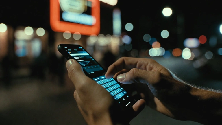 A smartphone glowing in the dark, representing a Telegram funnel reaching gambling traffic in Tier-2/3 GEOs